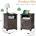 thumbnail image 6 of VanAcc Nightstand Set of 2 with Charging Station, Farmhouse Side Table with 2 Tiers Storage Drawer and Wood Cubby for Bedroom, Office, Black/Barnwood, 6 of 7