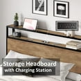 thumbnail image 3 of VANACC Queen Size Bed Frame Industrial Platform Bed with Charging Station, 2-Tier Storage Headboard/ No Box Spring Needed/ Noise-Free/ Rustic Brown, 3 of 7