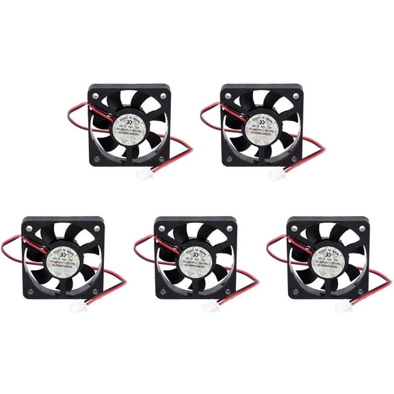5pcs 50mm 12V 2Pin 4000RPM Sleeve Bearing PC Case CPU Cooler Cooling Fan,5 x Cooling Fan,Black