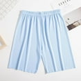 thumbnail image 3 of zeranth Mid-rise Elastic Waistband Pajama Shorts Ribbed Colorfast Breathable Wide Leg Men Ice Silk Pajama Pants Homewear, 3 of 7
