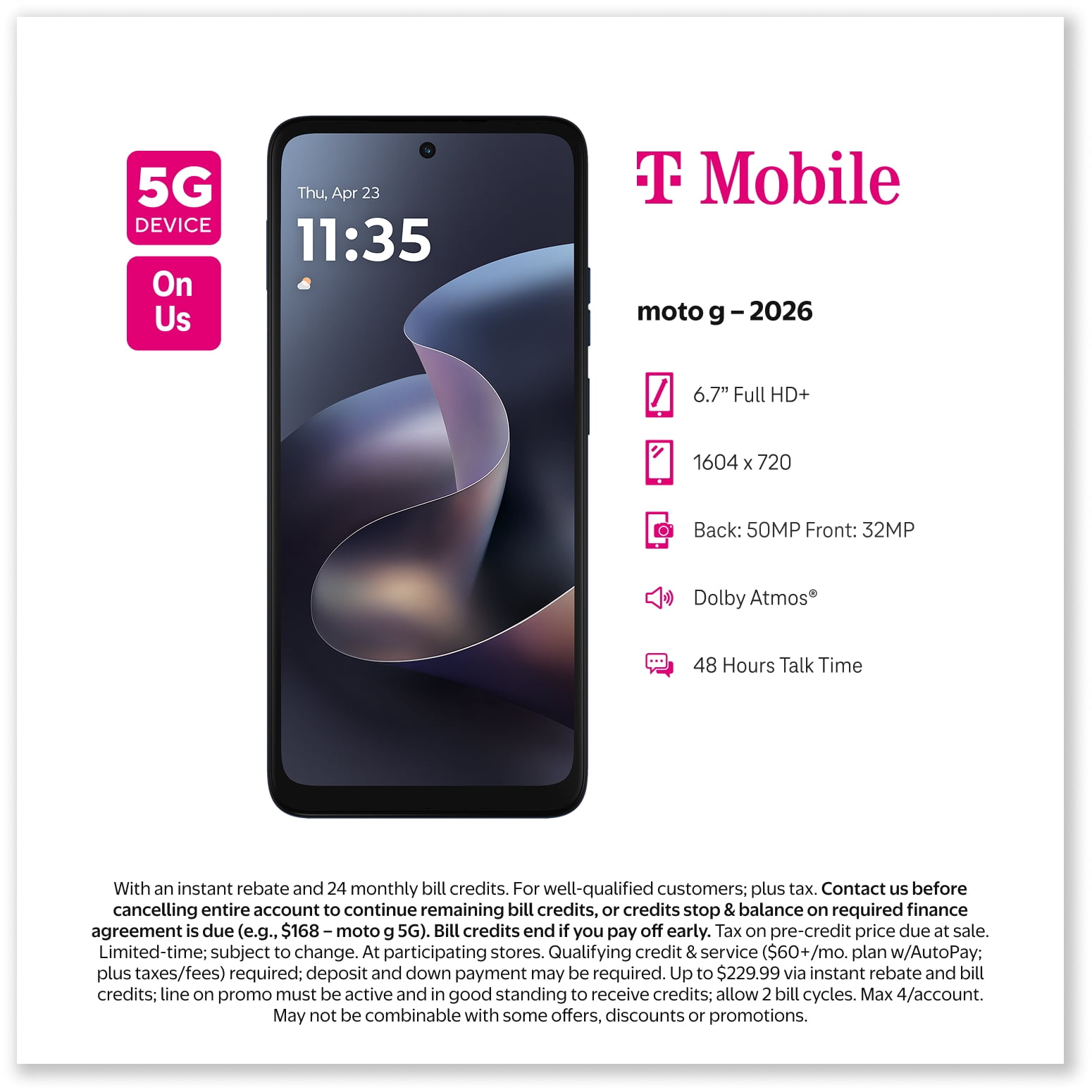 T-Mobile Postpaid Moto G 2026 128GB Pantone Slipstream