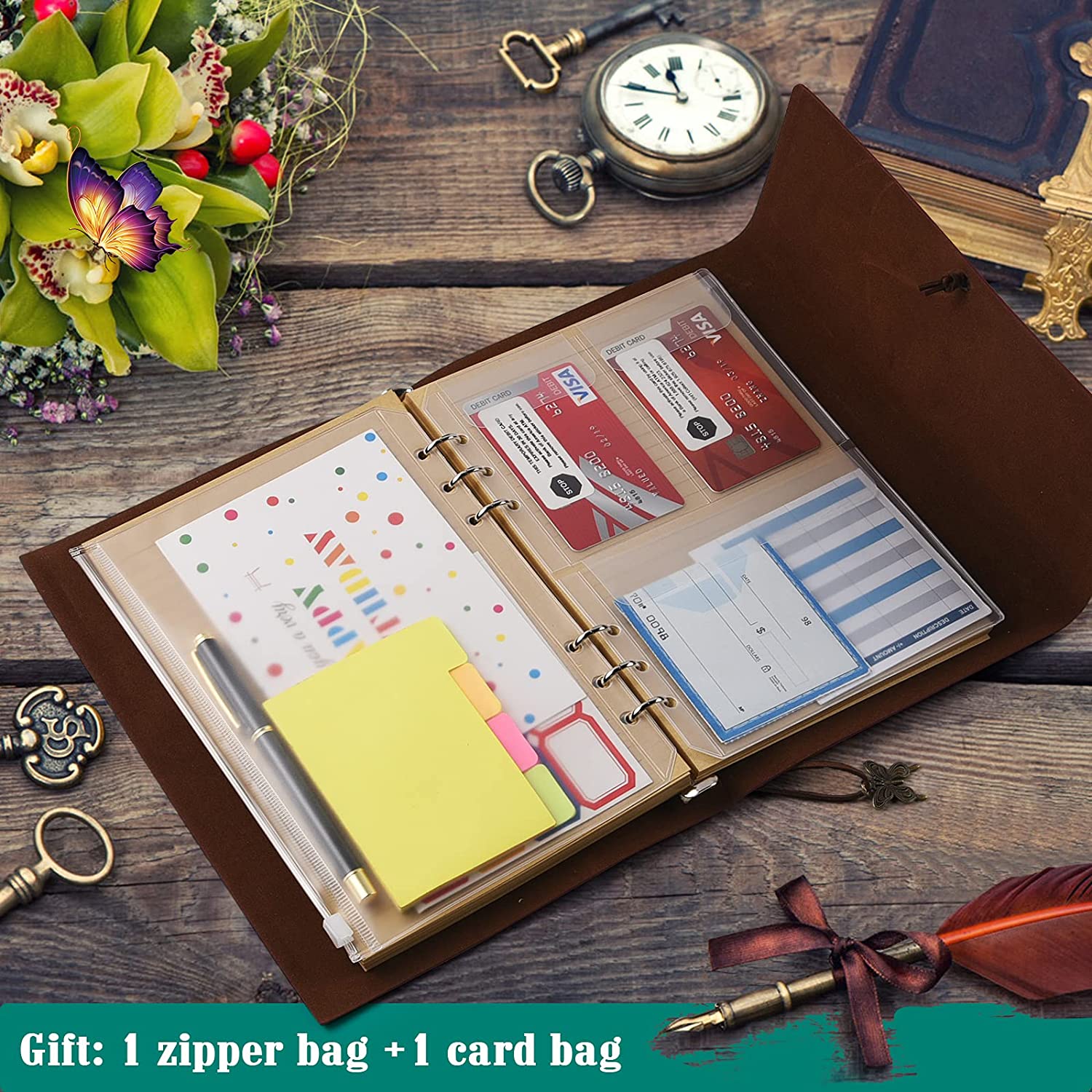 Omeya Leather Journal Refillable Notebook, A5 Size, Green photo 3