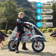 SYX MOTO KBE 500W Electric Dirt Bike for Kids - 36V Mini Pit Bike, Beginner-Friendly, Red/Grey
