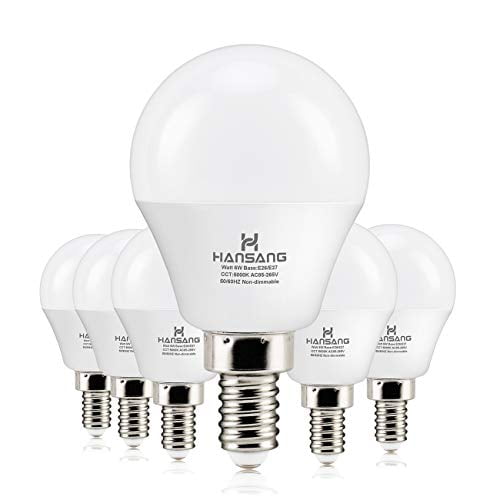 6PCS Ceiling Fan Light Bulbs 6W E12 Candelabra Base Round 600lm Warm White 2700K 