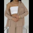 thumbnail image 4 of Conjuntos de 2 Piezas para Mujer: Conjuntos Casuales de Salón, Camisas de Larga con Botones y Pantalones de Pierna Camello S, 4 of 10