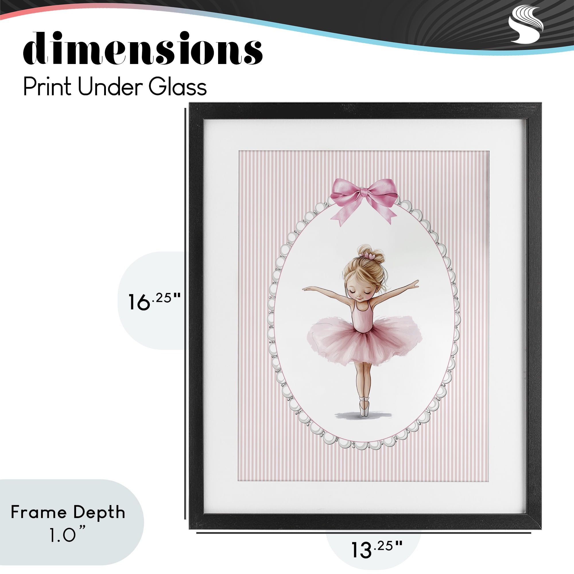 Stupell Industries Dancing Pink Ballerina Black Framed Print Under Glass, design by Christine Simpson Art
