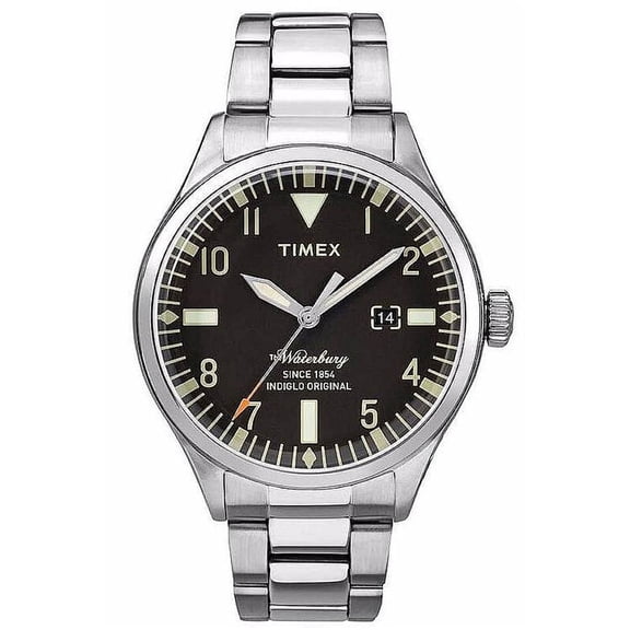 Timex Waterbury Traditional 3-Hand Black Dial Stainless Steel Mens Watch