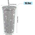 thumbnail image 3 of Bling Diamond Tumbler Glitter Water Bottle With Lid - Pink, 3 of 5