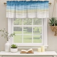 thumbnail image 2 of Haze Blue Summer Beach Curtain Valances for Windows, Kitchen Valance Window Treatments Panel 2 Pack, Nautical Coastal Beige Seaside Rod Pocket Short Curtains for Bathroom Bedroom 54 x 18 Inch, 2 of 8