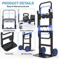 thumbnail image 5 of Yacona 3-in-1 Folding Hand Truck, Foldable Dolly Cart with Wheels Heavy Duty, Convertible Hand Cart for Moving with Retractable Handle, Blue, 5 of 7