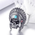 thumbnail image 4 of PAMTIER Men's Vintage Stainless Steel Silver Special Headdress Skull Head Pendant Necklace with No Chain, 4 of 6