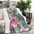 thumbnail image 2 of Cactus Summer Desert Botanical Flannel Blankets Plush & Cozy Blanket Throw for Winter Autumn,40x50 Inch Fuzzy Blanket for Bedding Christmas Halloween, 2 of 5