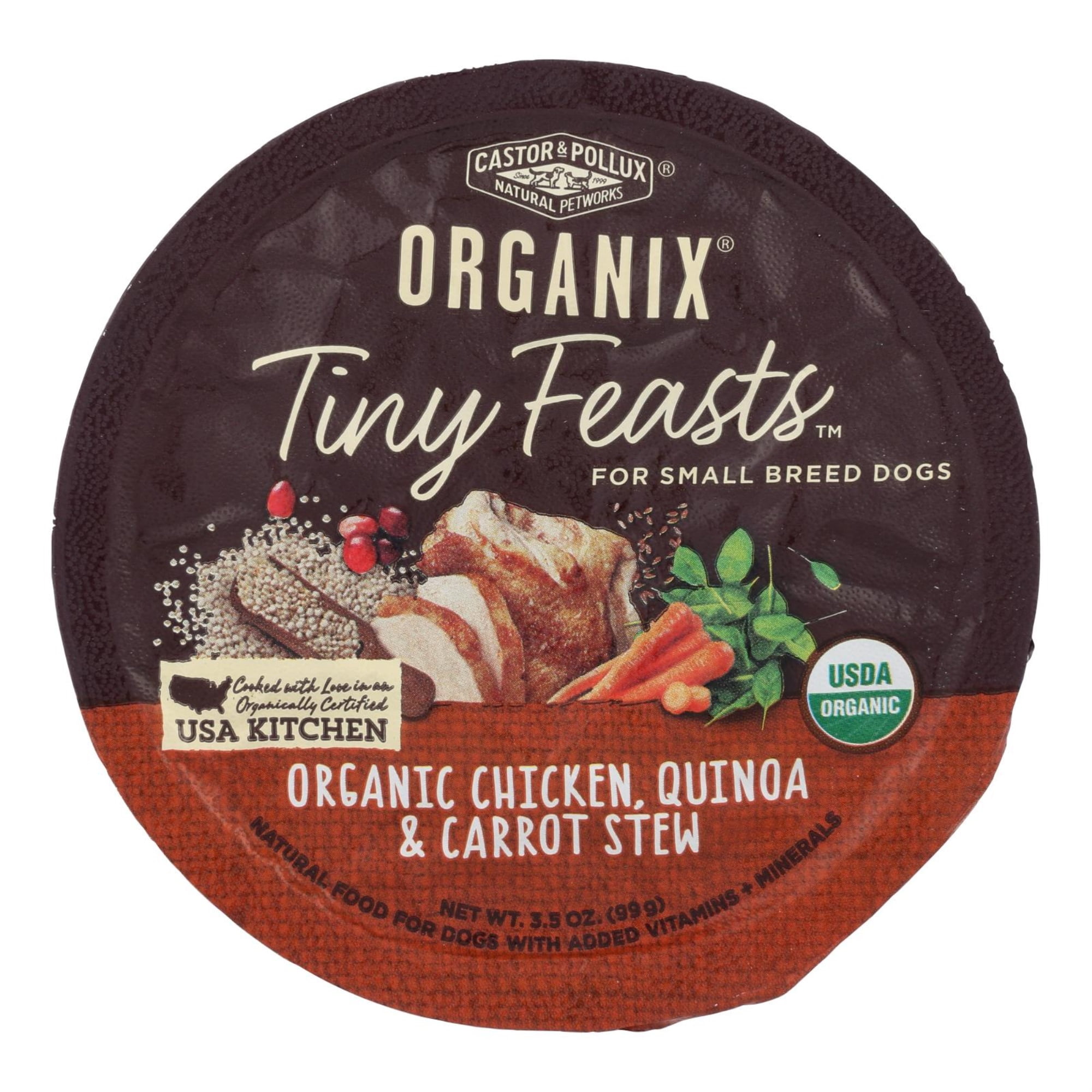 Castor & Pollux Wet Dog Food Organix Tiny Feasts Chicken Quinoa