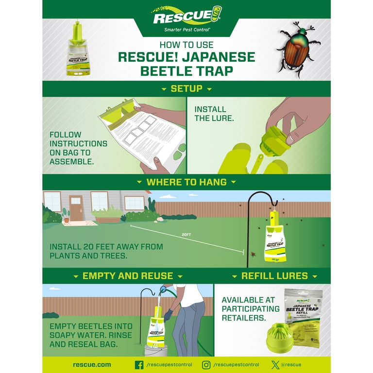 RESCUE! Outdoor Hanging Japanese & Oriental Beetle Trap, 1 Pack