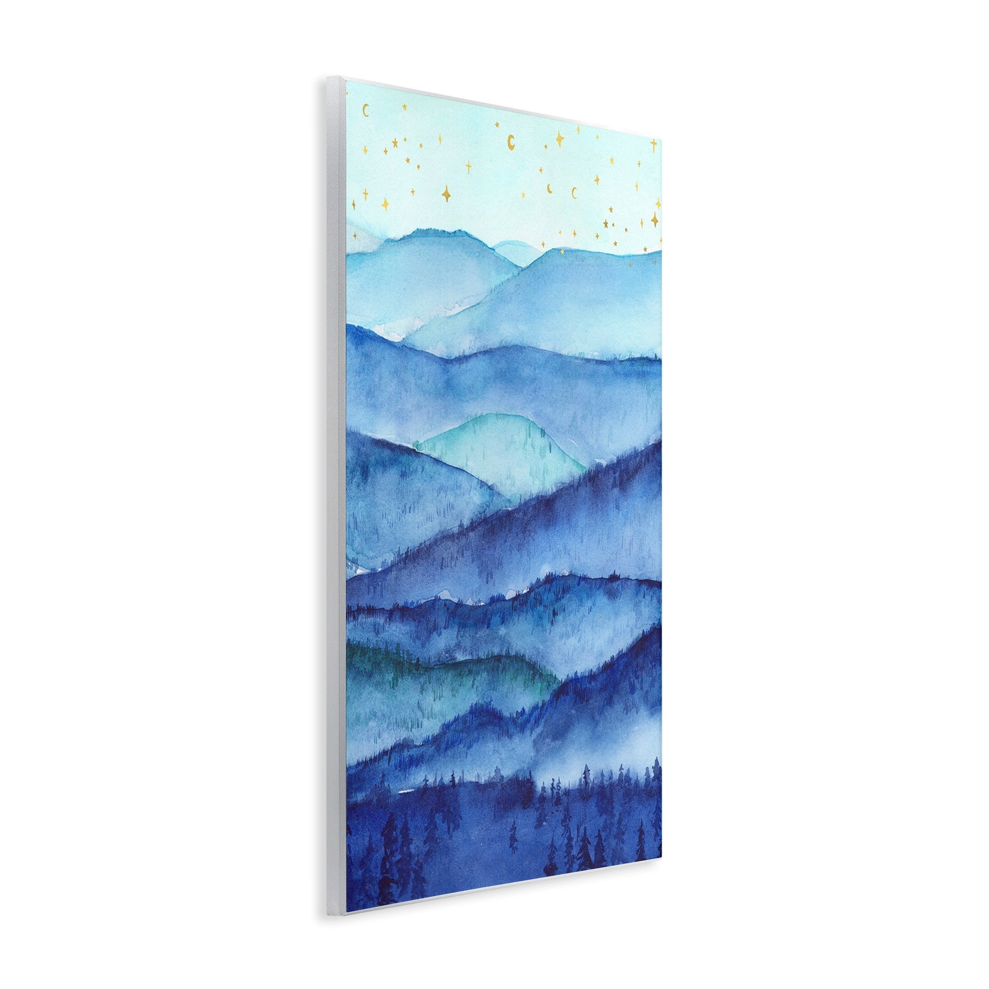 Stupell Industries Blue Mountains Trees Scenery Shining Stars Sky Painting Unframed Art Print Wall Art, Design by Arrolynn Weiderhold