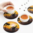 thumbnail image 3 of KLL Drink Coasters Set Round Shape of 4,PU Leather Absorbent Coasters Set Decorative Coffee Cup Coasters Housewarming Gift for Home Decor-Giraffes Of The African Savannah, 3 of 5