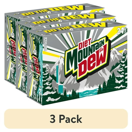 (3 pack) Diet Mountain Dew Citrus Soda Pop, 12 fl oz, 24 Pack Cans