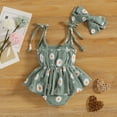 thumbnail image 4 of Gibobby Ropa Para Bebe con volantes y estampado floral sin mangas para niñas pequeñas Trajes con diademas(Verde, 12 Meses), 4 of 5