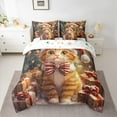 thumbnail image 2 of Manfei Kawaii Christmas Cat 7 Pieces Bedding Comforter Set for Kids, Cute Cartoon Kitten Full Bedding Set, Magic Xmas Gift Reversible Fitted Sheet Flat Sheet, Luxury Bedroom Decor, 2 of 7