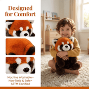 Lifelike Red Panda Stuffed Animal, Ultra-Soft Plush Red Panda Toy, Cute Cuddly Stuffed Red Panda Pillow, Realistic Plushie for Kids, Adults, Birthday, Christmas, Home Decor, Gift for Red Panda Lovers