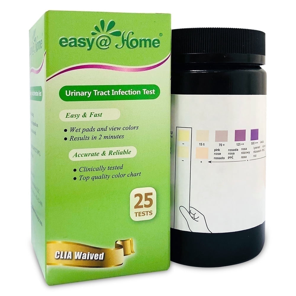 Easy Home UTI Test Strips for Urinary Tract Infection Detection, 25 Count Bottle, pH Urinalysis Test for Home Use