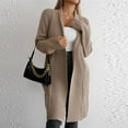 thumbnail image 3 of Women's Lazy Autumn And Winter Versatile Casual Loose Lapel Long Cardigan Sweater Sweater Set Sweatshirt Cardigans for Women Olive Open Sweater Bottom Cow Neck Cardigan Come Mono Cardigan Cardigan, 3 of 7