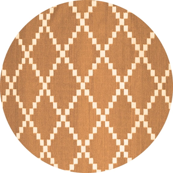 Ahgly Company Indoor Round Abstract Orange Contemporary Area Rugs, 4' Round