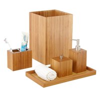 Seville Classics Bamboo Bath and Vanity Set, 5 pcs