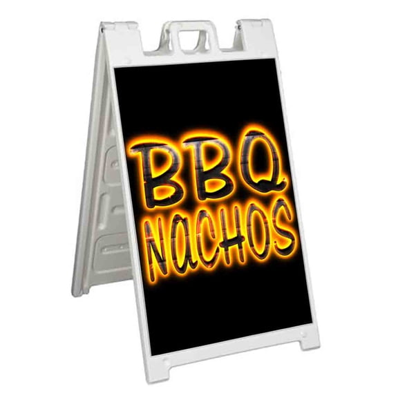 BBQ Nachos (24" X 36") Standard A-Frame Signicade, Includes Decal Applied To Stand