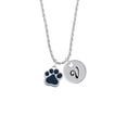 thumbnail image 2 of Delight Jewelry Silvertone Large Navy Blue Paw Silvertone Script Initial Disc - V - Charm Necklace, 20"+3", 2 of 4