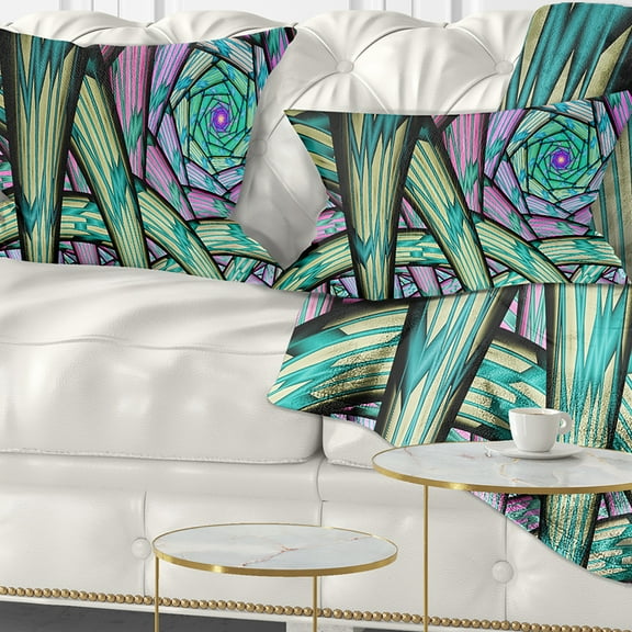 Designart Purple Fractal Endless Tunnel - Abstract Throw Pillow - 12x20
