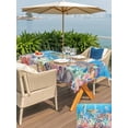 thumbnail image 5 of Outdoor Tablecloth with Umbrella Hole for Patio/Picnic/Party, Blue Turtle Coastal Waterproof Table Cloth Rectangle Table Cover Washable, Nautical Summer Beach Coral Octopus Jellyfish (52"x 70"), 5 of 8