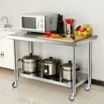 thumbnail image 3 of Costway 30'' x 48'' Stainless Steel Commercial Kitchen Work Table w/ 4 Wheels, 3 of 10
