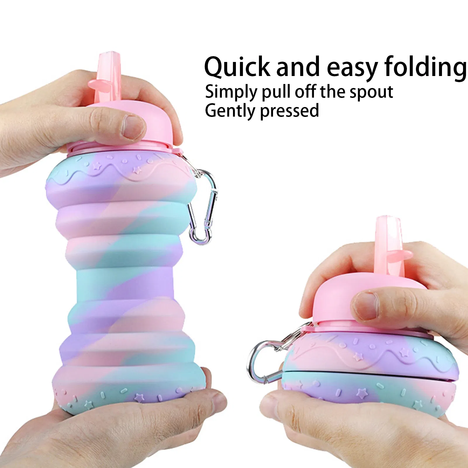 550ML Silicone Collapsible Water Bottle - Leakproof, Portable for Outdoor Sports & Travel - Ideal for Adults & Children