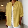 thumbnail image 6 of Womens Button Down Shirts Oxford Short Sleeve Cotton Dress Shirts Collared Button Up Casual Blouses Tops Linen Button Down Shirts Summer Cotton Linen Casual Tops with Pocket, 6 of 9