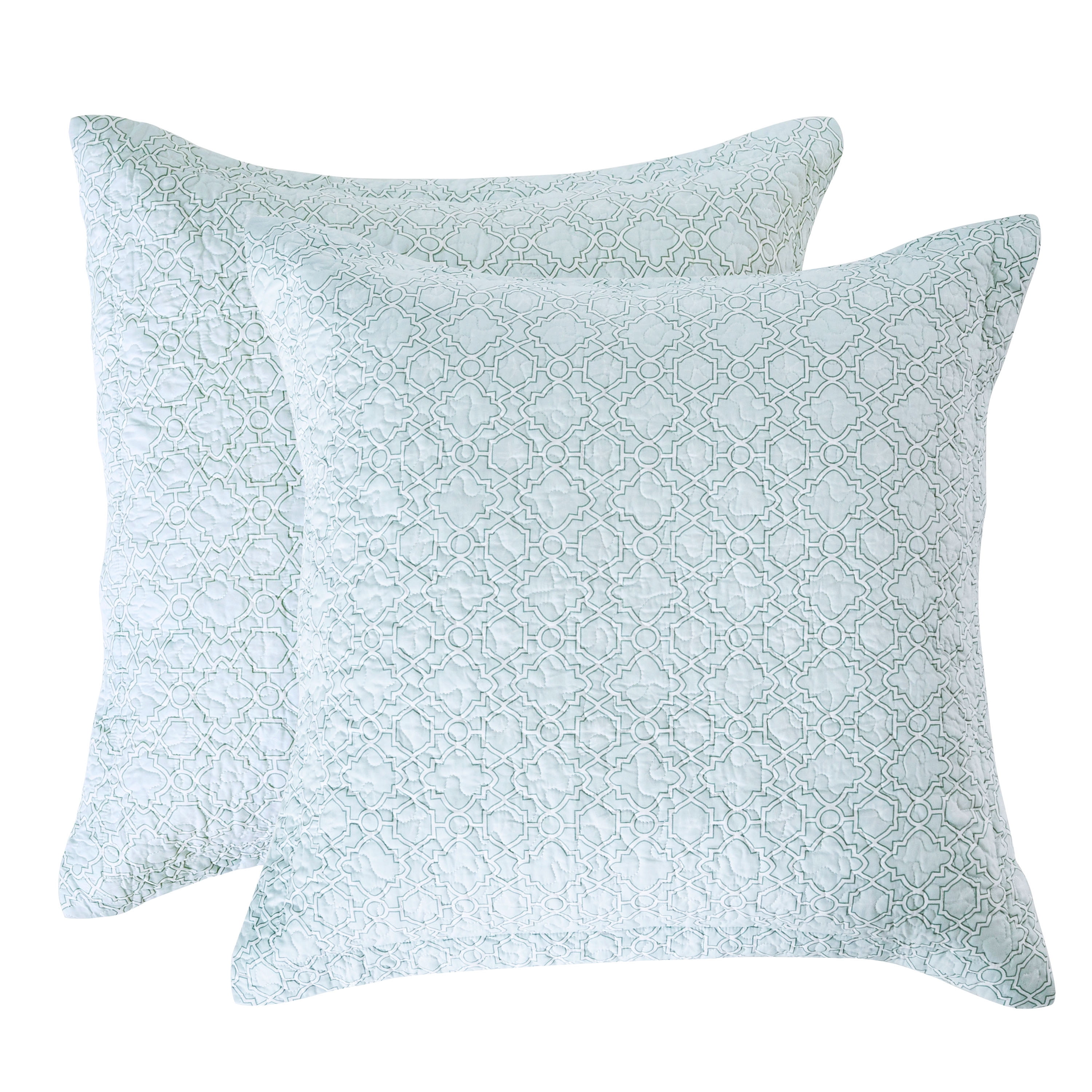 Coastal Charm Blue on Cream Cotton Euro Sham Set