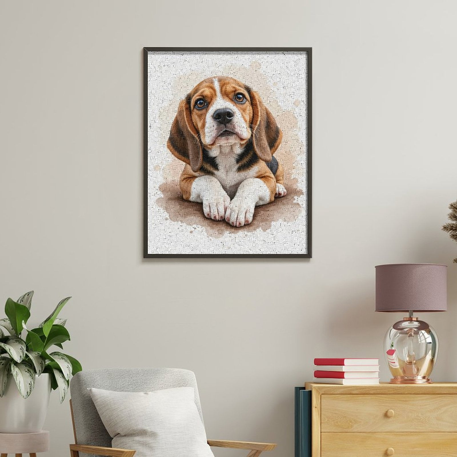 Paint By Numbers Kit for Adults Beginner - DIY Brown White Puppy Art Portrait Canvas Painting Kits for Adults, Frameless Paint By Number for Adults for Home Wall Decor 16x20 Inch