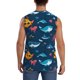 thumbnail image 4 of Fotbe Ocean Floor Animals Men's Camiseta sin Mangas Estampada para Hombres, Playera Casual para Gimnasio, Entrenamiento, Playa-X-Large, 4 of 7