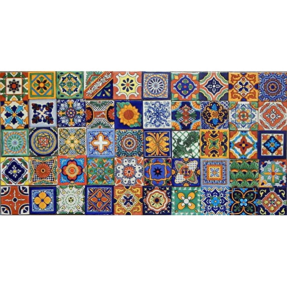 50 Hand Painted Talavera Mexican Tiles 4x4 Spanish Mediterranean