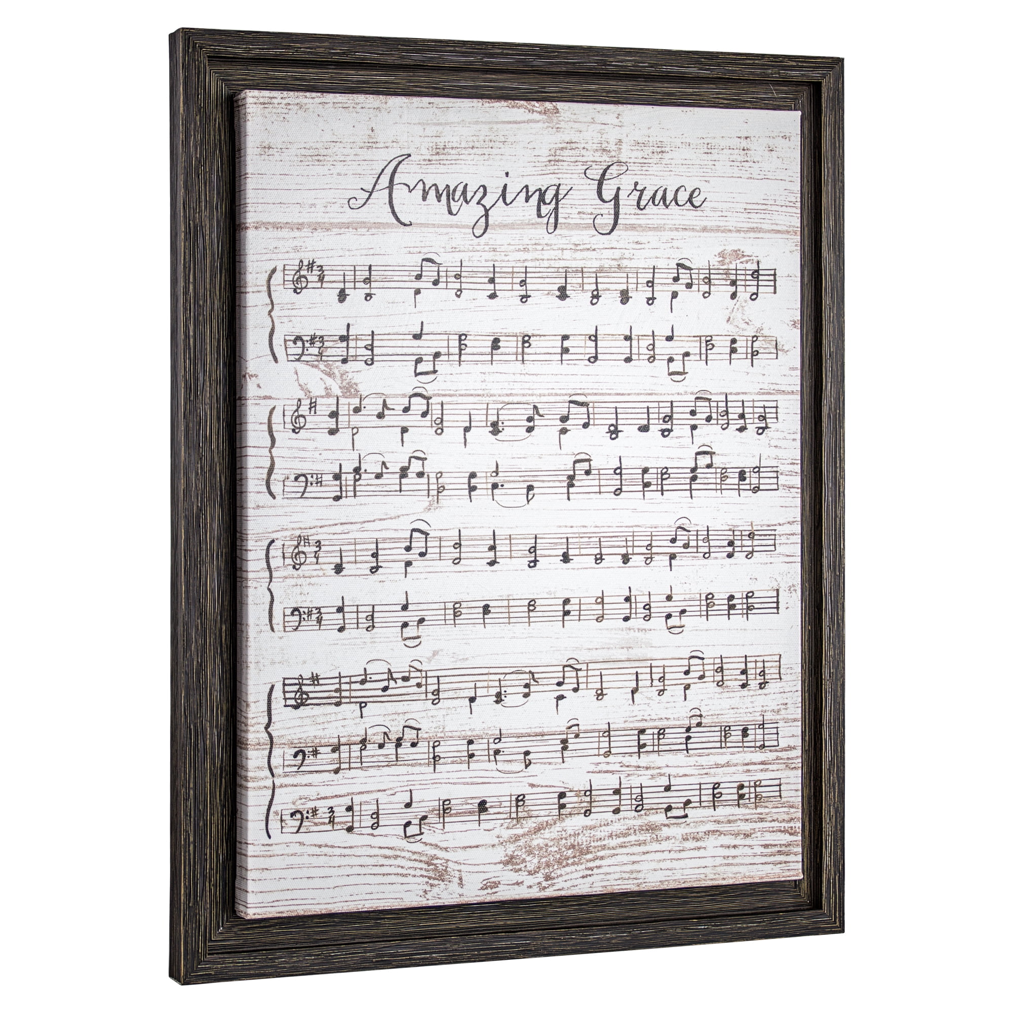 Amazing Grace Spiritual Music Rustic Framed Canvas Wall Art Décor