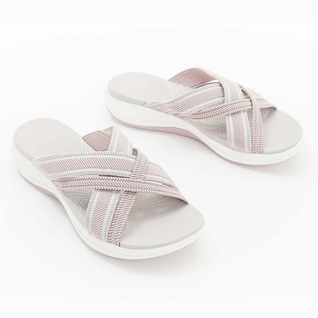 

Sandals Women Criss Cross Strap Slipper Dressy Summer Open Toe Sandals Comfortable Arch Support Sandal for Beach