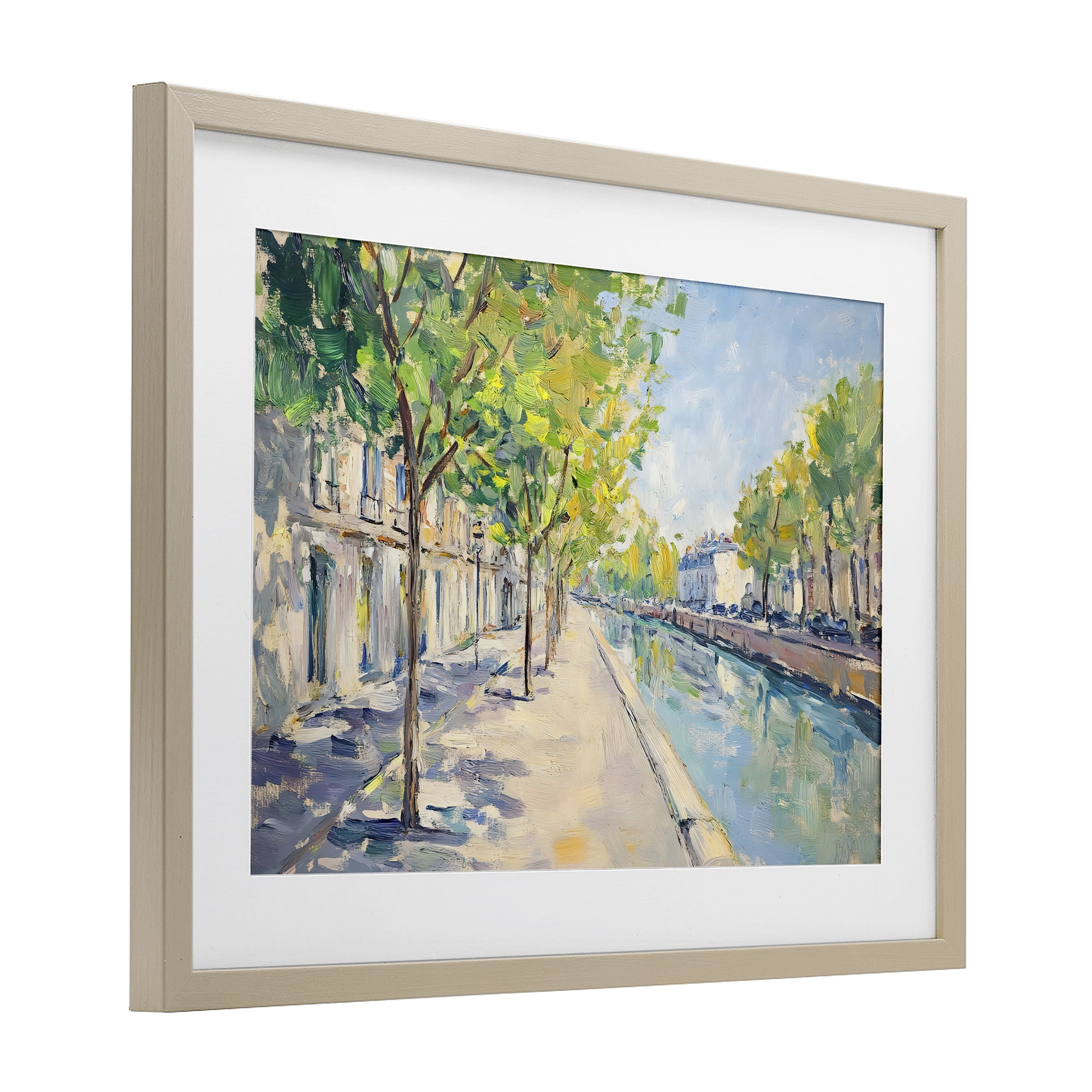 Stupell Industries Montrouge Canal Promenade Birch Framed Print Under Glass, design by Creative Studio