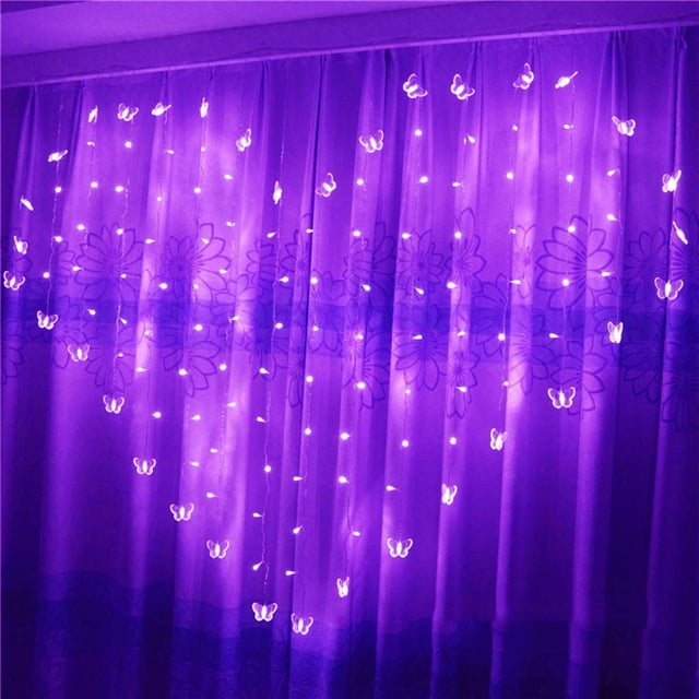 Love Heart / Butterfly Shape Hanging LED Window Cortina Cadena de luz Impermeable Serie de lámparas para el hogar Yuarrent JR0688-06