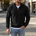 thumbnail image 3 of gbyLJF Mens Knit 1/4 Zip Pullover Solid Color Base Layer Sweater Long Sleeve Casual Tops Fall Winter Trendy Clothes, 3 of 6