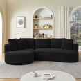 thumbnail image 3 of FFH 121" Modular Sectional Sofa, Oversized L-Shape Cloud Couch, Corduroy Curved Sofa for Living Room, Black, Left Facing Chaise, 3 of 10