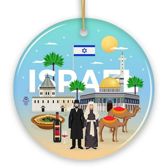 Israel Heritage and Culture Christmas Ornament, Religious Jewish Icons and Star of David