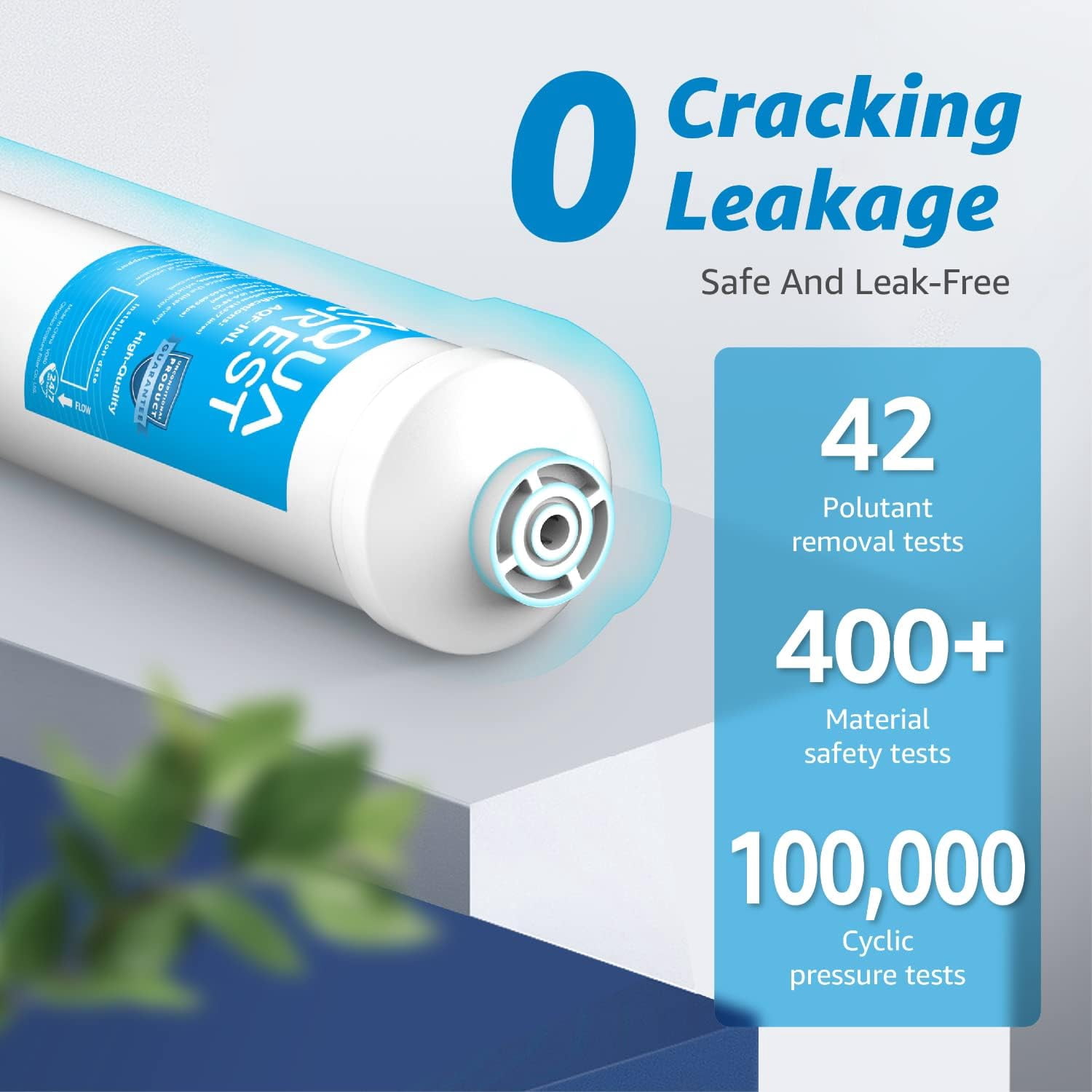 AQUA CREST 5 Years Capacity -Inline Water Filter for Refrigerator with 1/4-Inch Direct Connect Fittings, Idea for Ice Maker, RV, Refrigerator, RO System, In Line Water Line Filter, 2 Pack