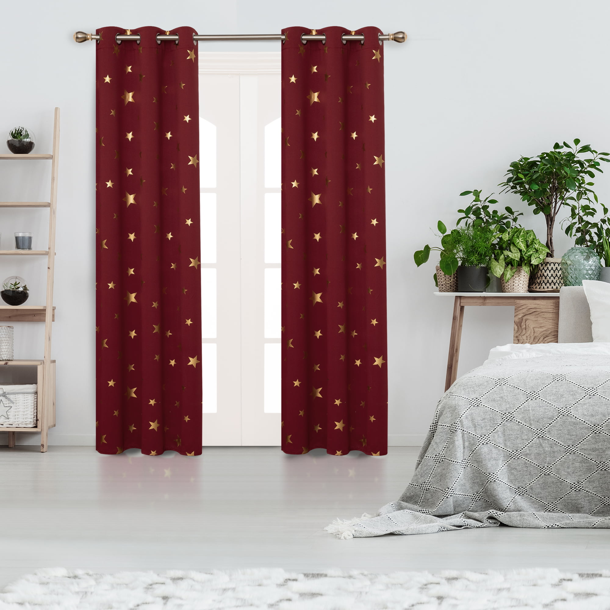 Blackout Curtains 2 Panels for Room Darkening Thermal Insulated Window Burgundy 