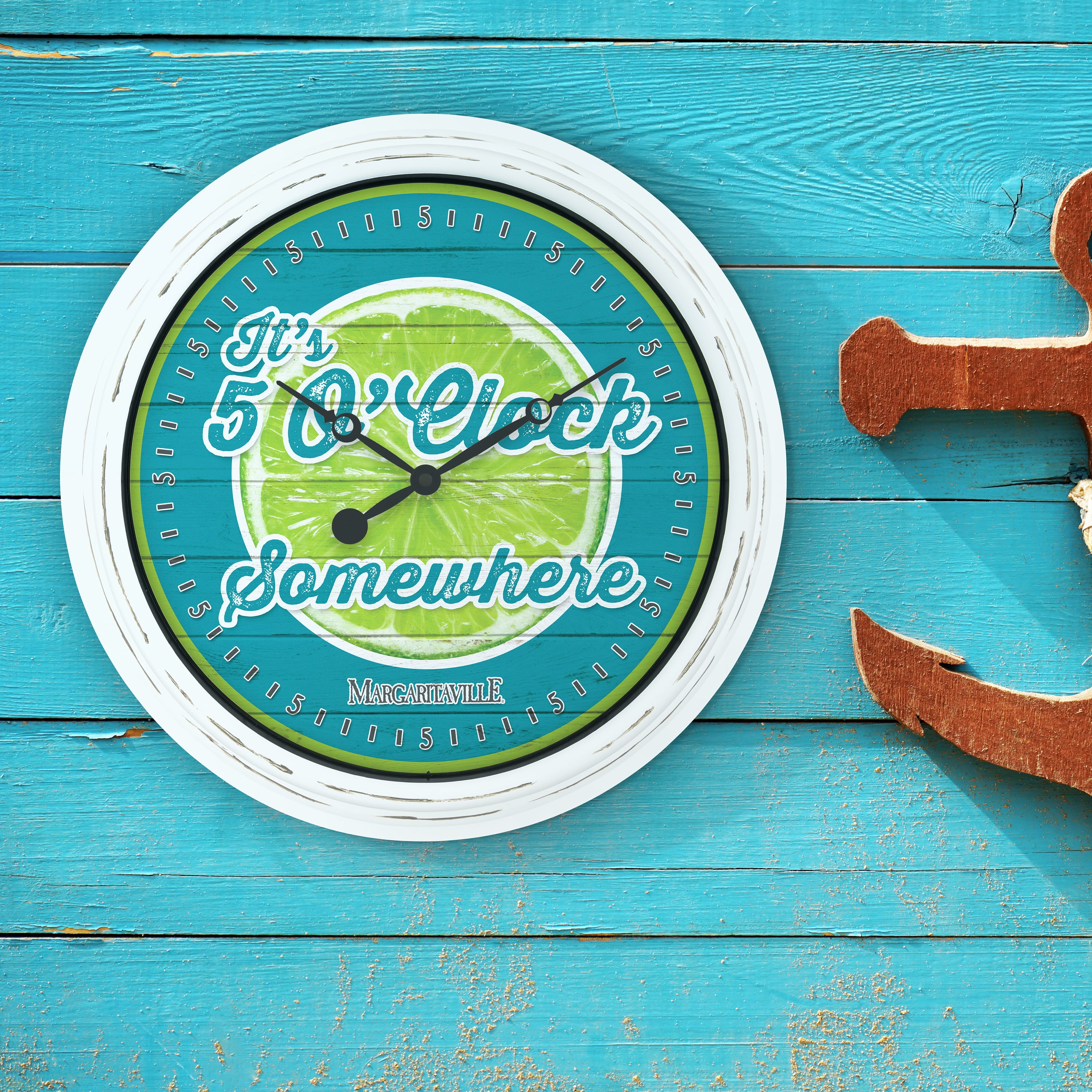 La Crosse Clock Margaritaville 15.75 inch Quartz Analog Outdoor Wall Clock, 433-3841MV2