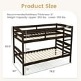 thumbnail image 3 of Gymax Twin Over Twin Bunk Bed Wooden Convertible Into 2 Beds High Guardrails Espresso, 3 of 10